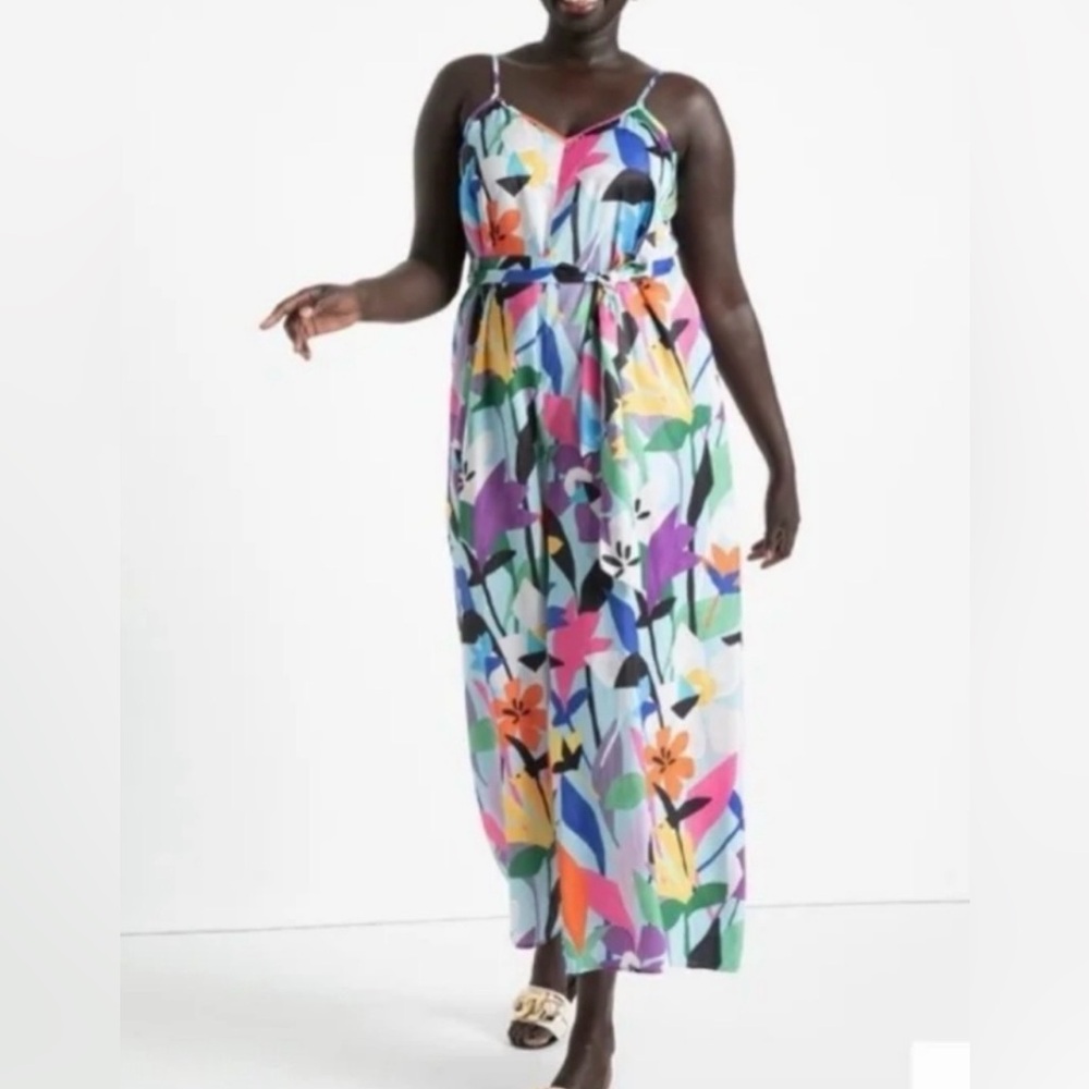 Eloquii Multicolor Floral Jumper with Belt